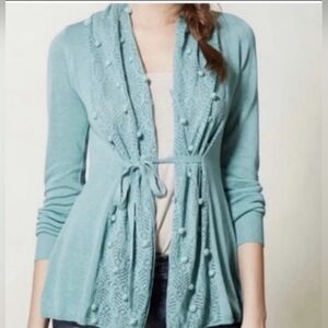 Anthropologie Knitted & Knotted Kose Lightweight Knit Open Front Cardigan S